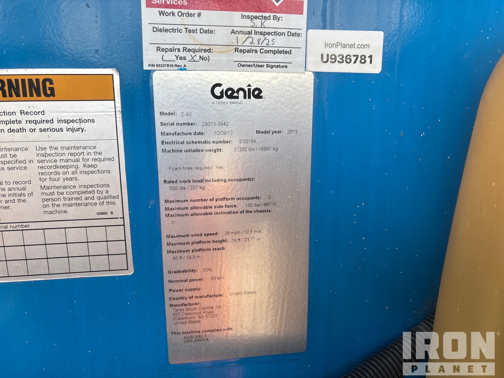 General Appearance with Serial Number / VIN