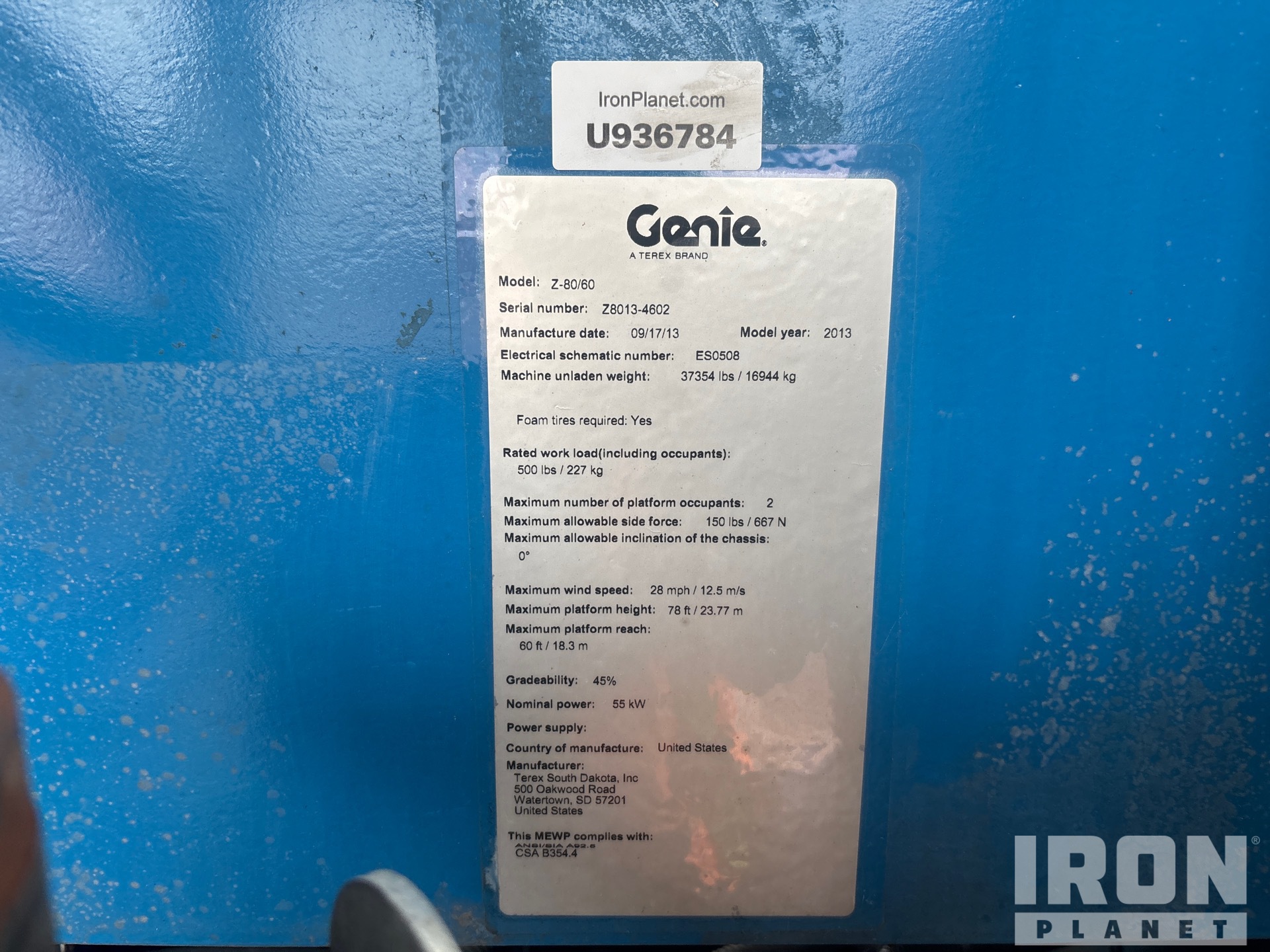 General Appearance with Serial Number / VIN