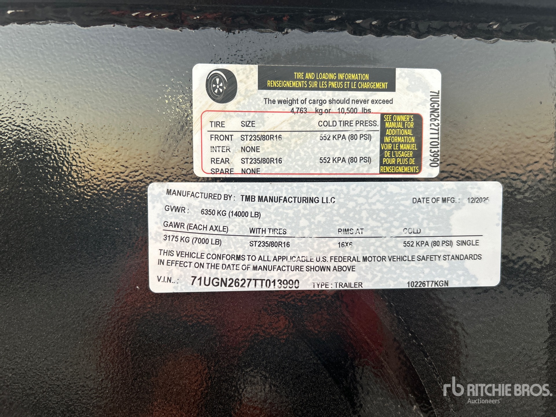 General Appearance with N.º de serie/VIN