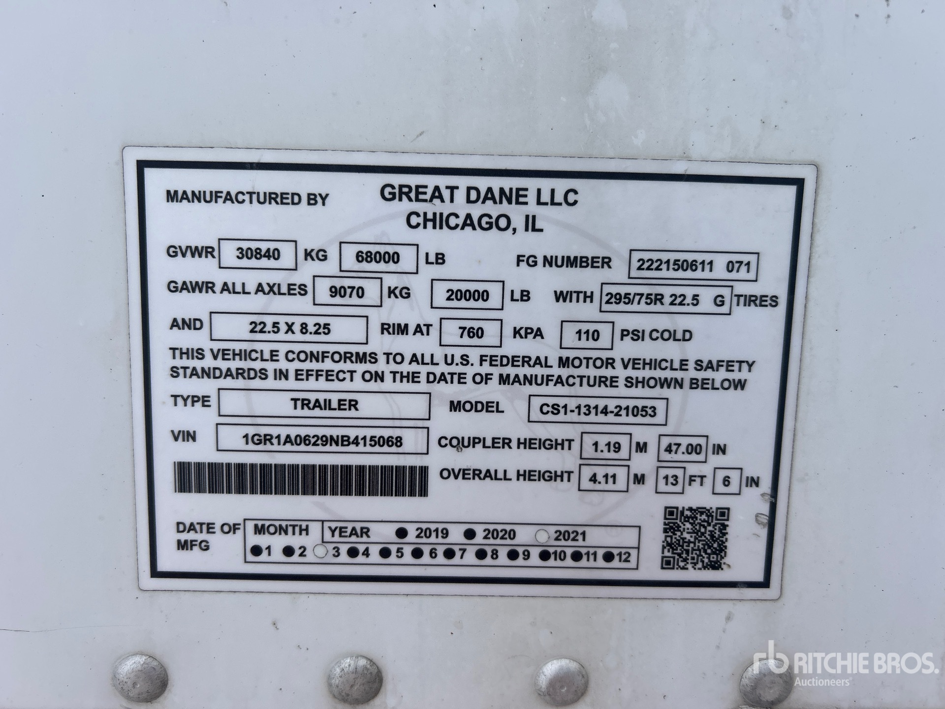 General Appearance with Serial Number / VIN