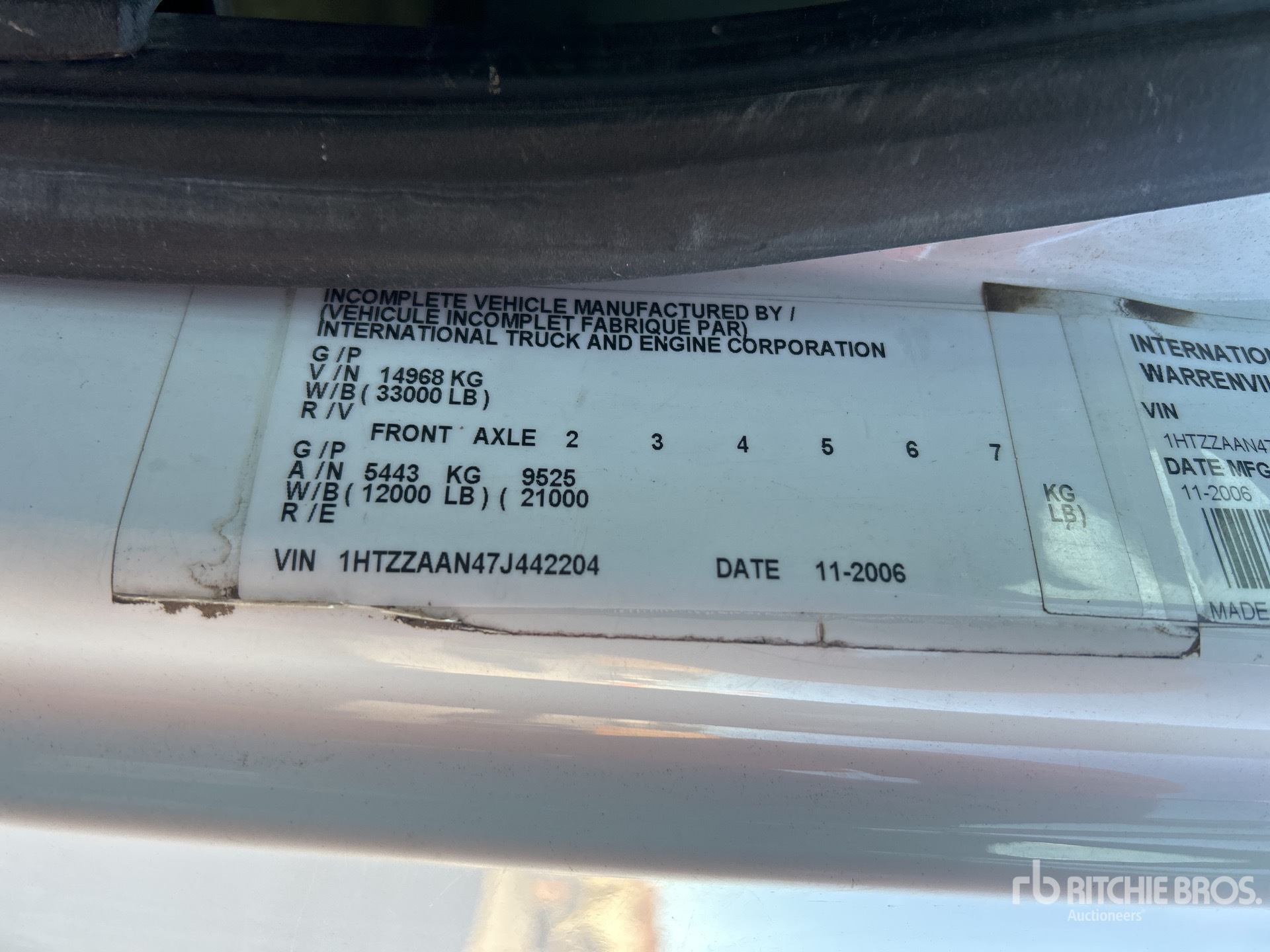 General Appearance with Serial Number / VIN