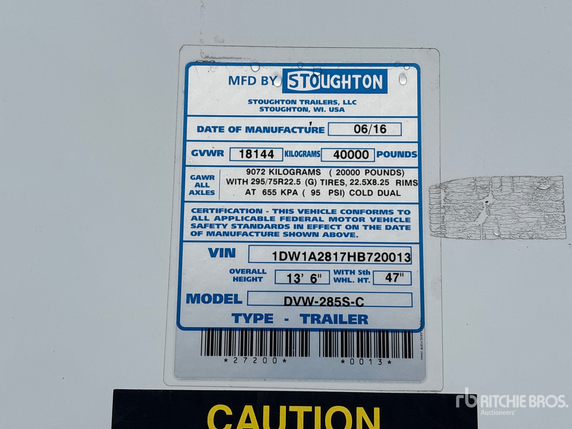 General Appearance with Serial Number / VIN