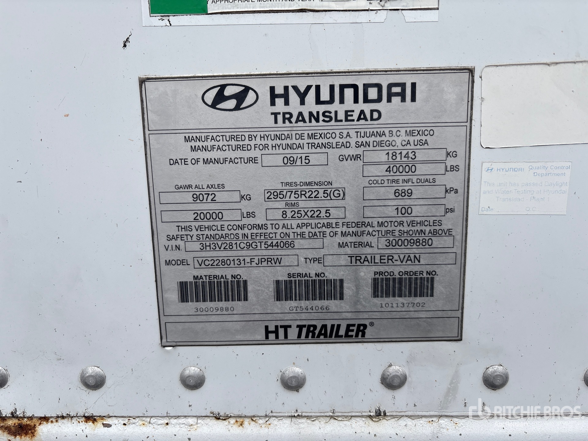 General Appearance with Serial Number / VIN