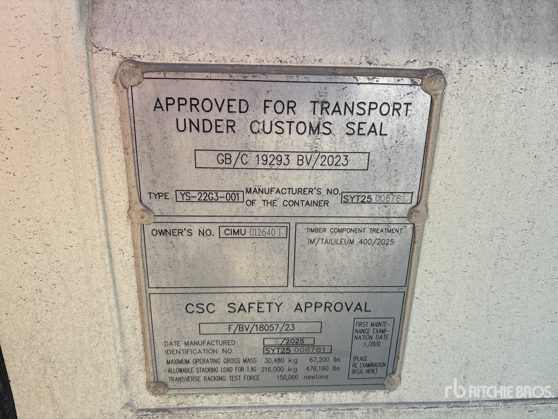 General Appearance with Serial Number / VIN