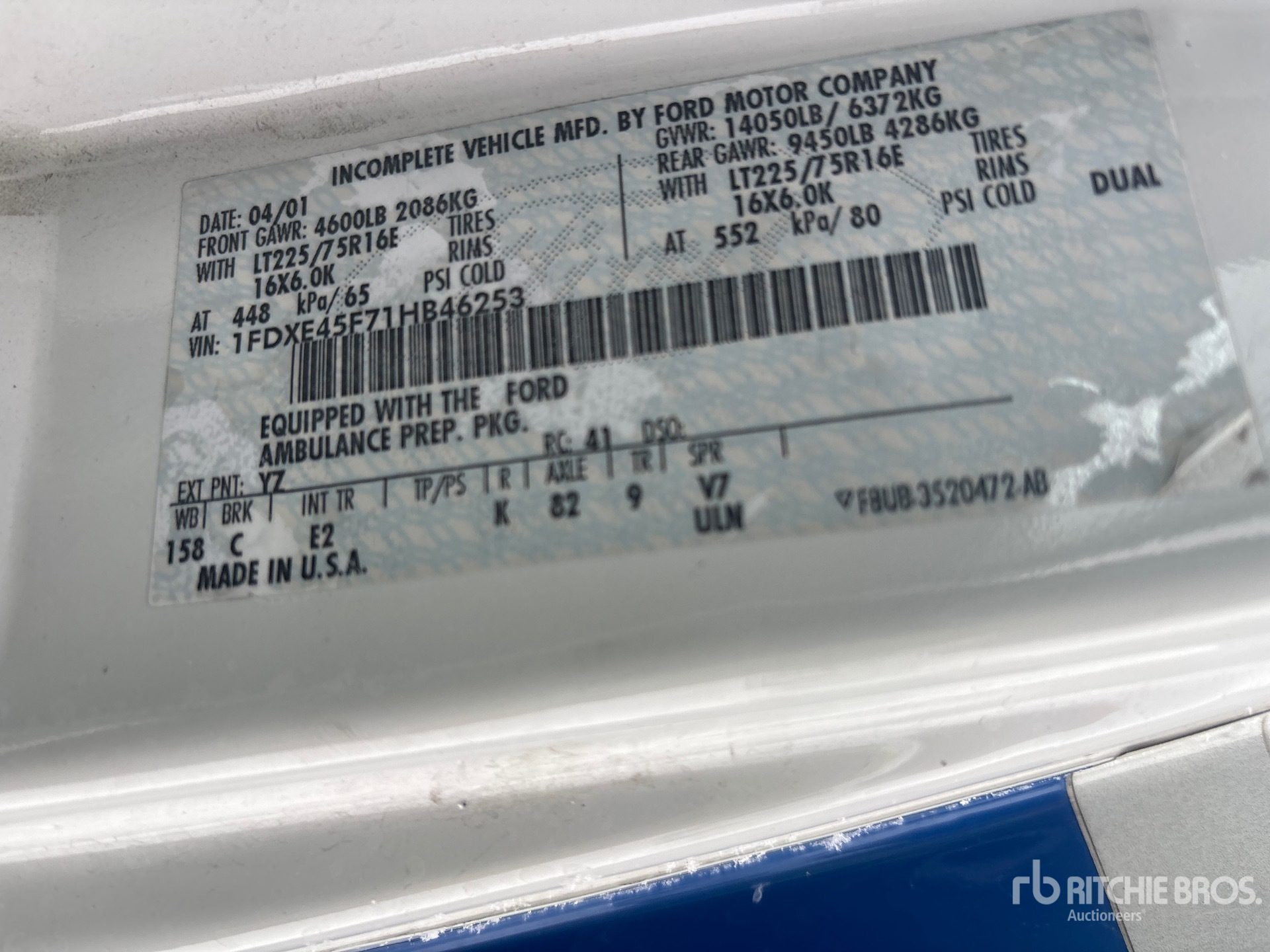 General Appearance with Serial Number / VIN