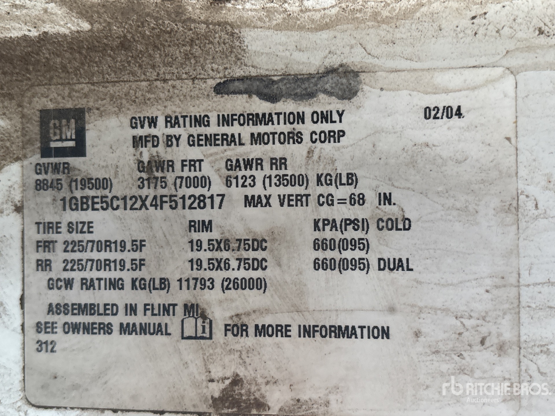 General Appearance with Serial Number / VIN