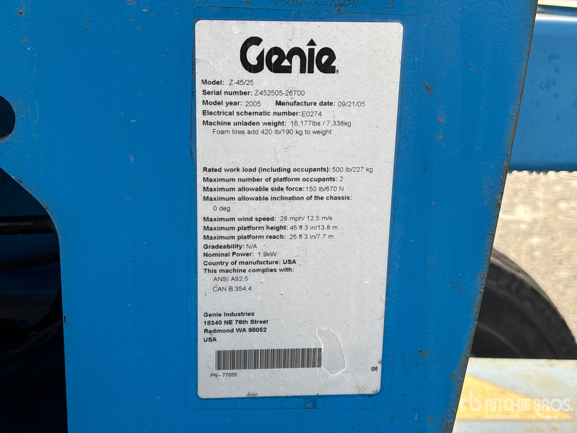 General Appearance with Serial Number / VIN