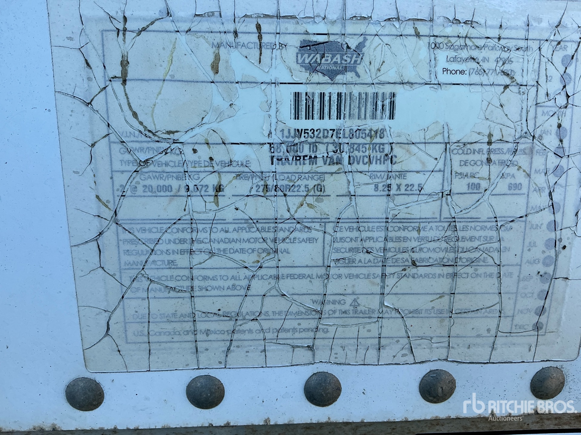 General Appearance with Serial Number / VIN