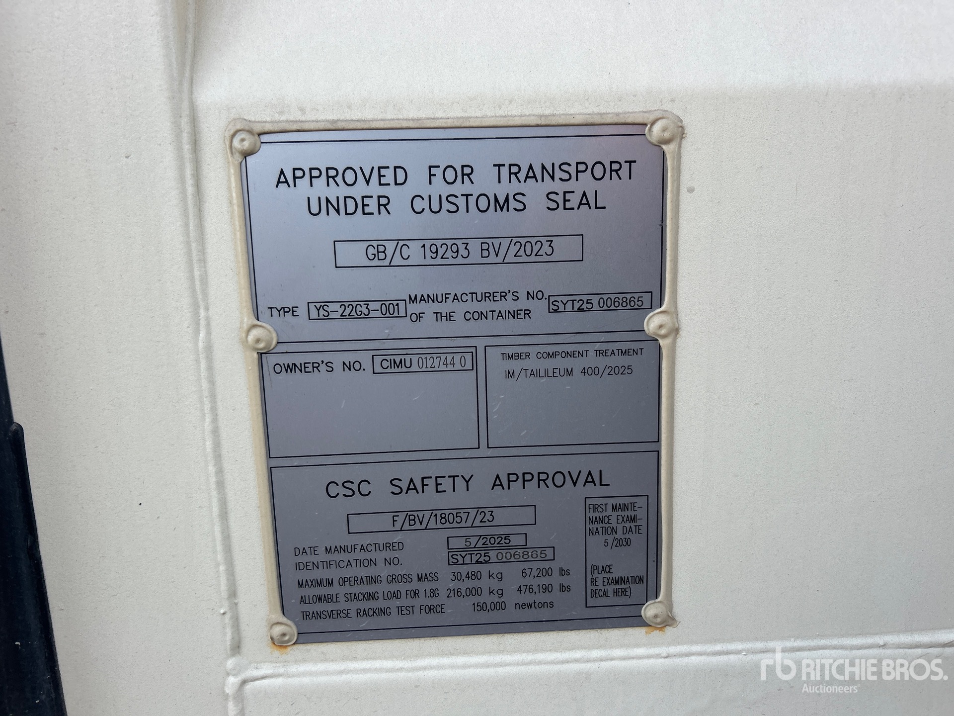 General Appearance with Serial Number / VIN