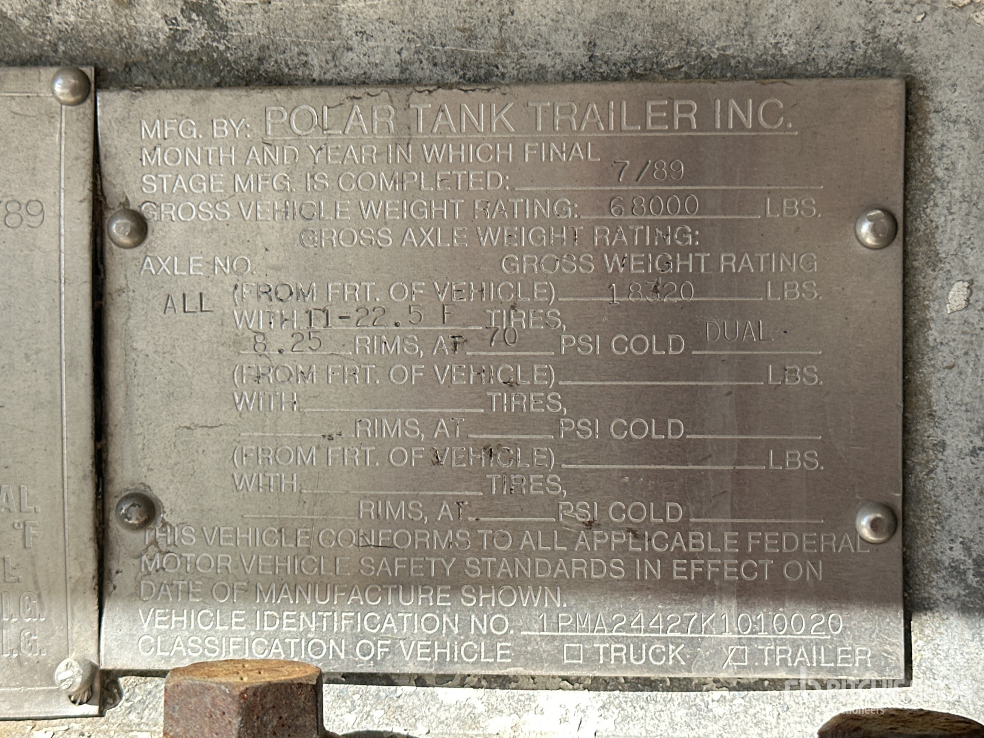 General Appearance with Serial Number / VIN