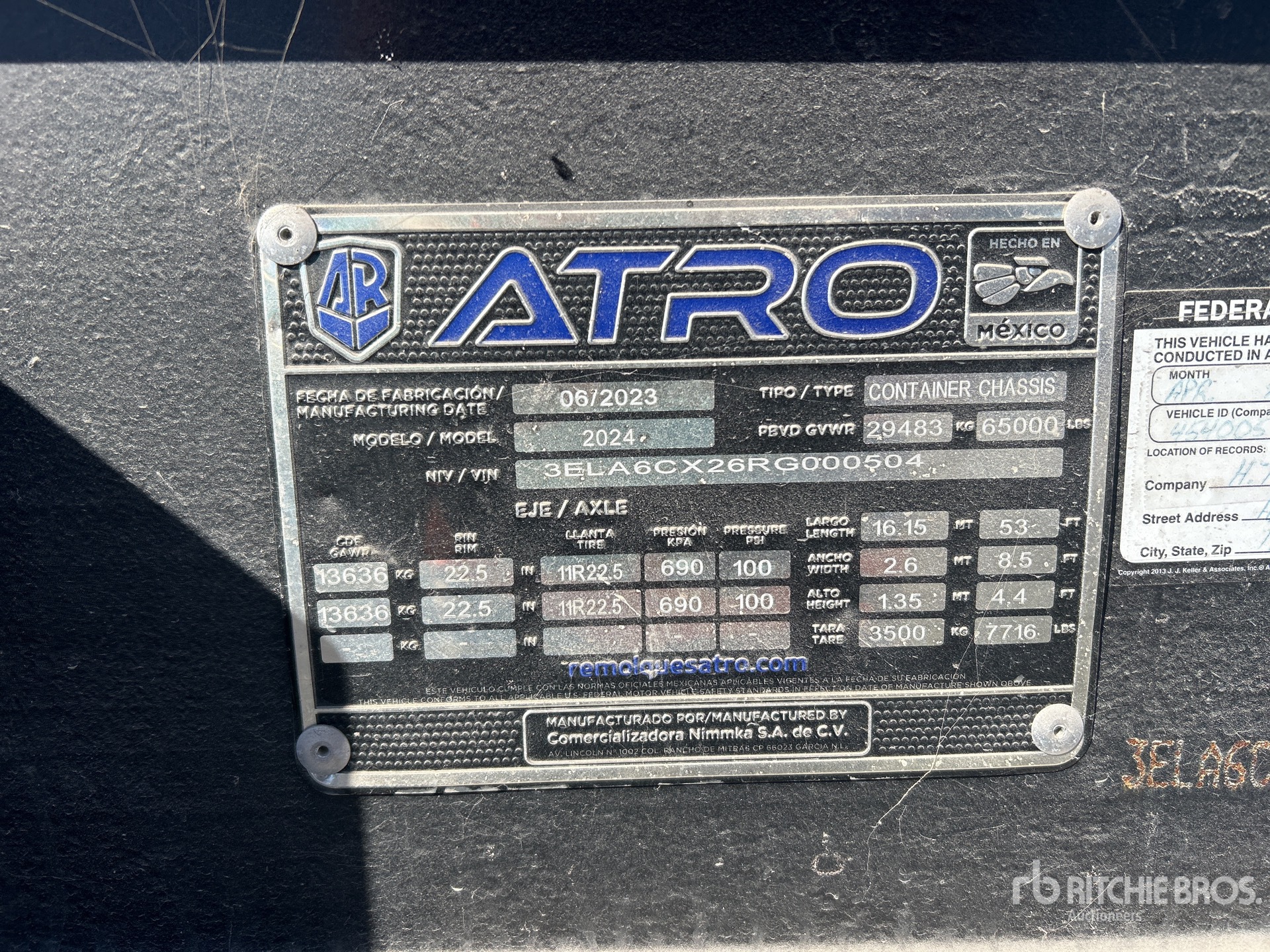 General Appearance with Serial Number / VIN