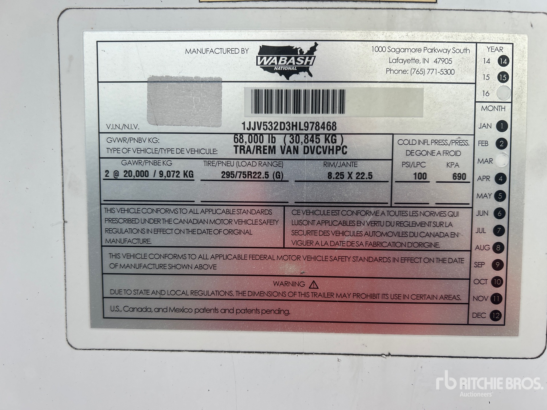 General Appearance with Serial Number / VIN