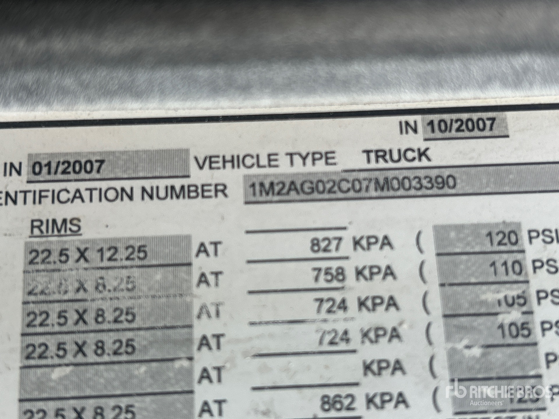 General Appearance with Serial Number / VIN