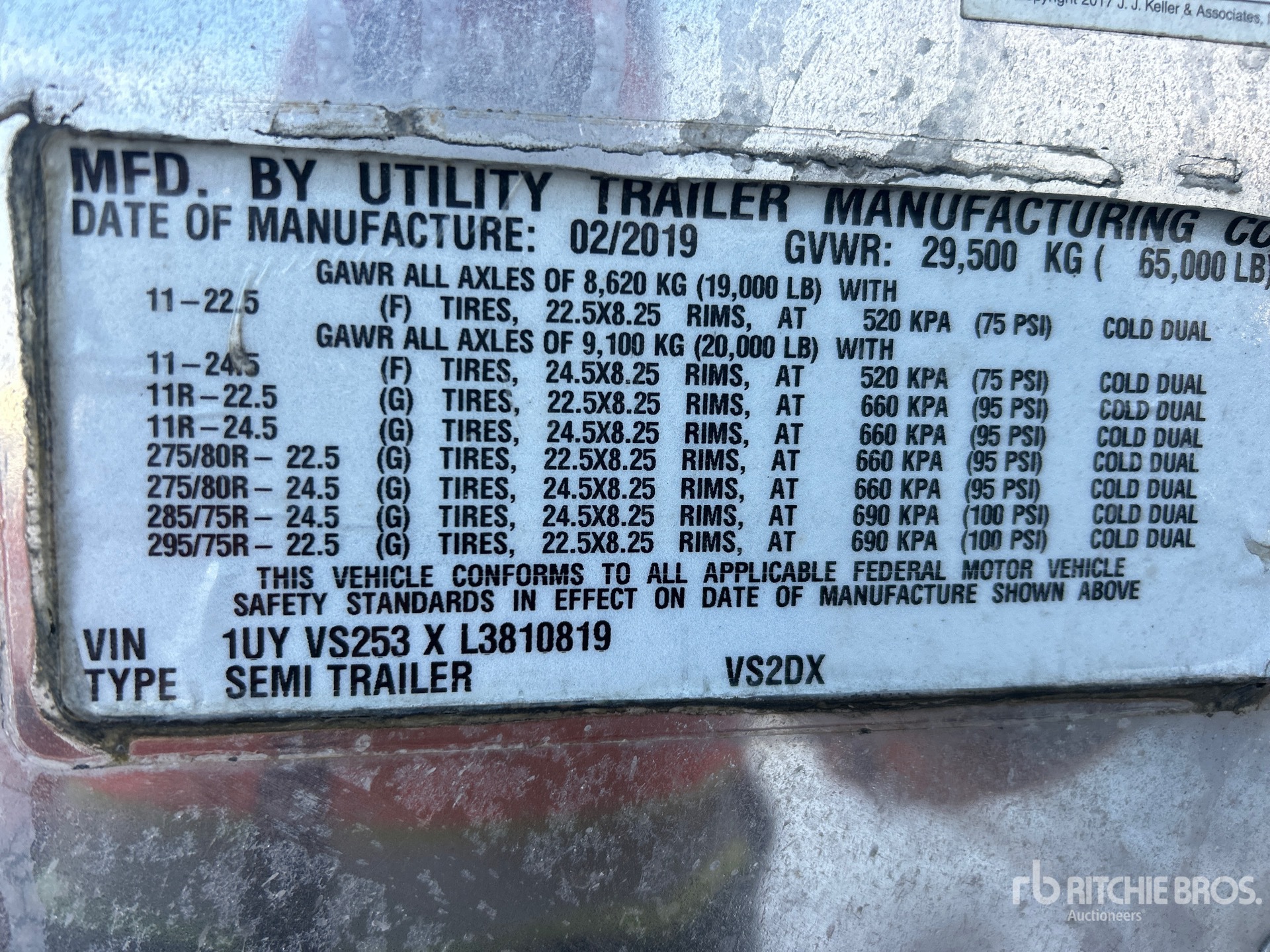 General Appearance with Serial Number / VIN
