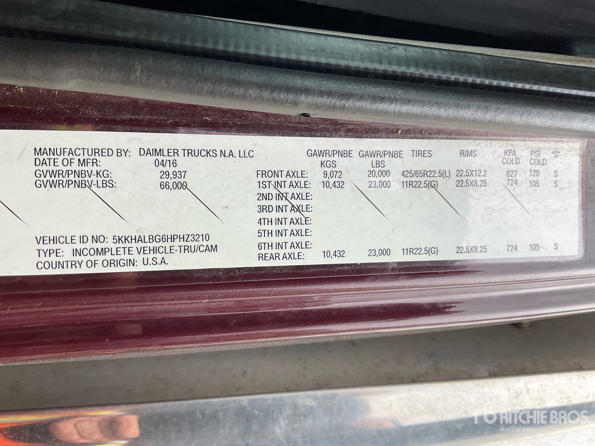 General Appearance with Serial Number / VIN