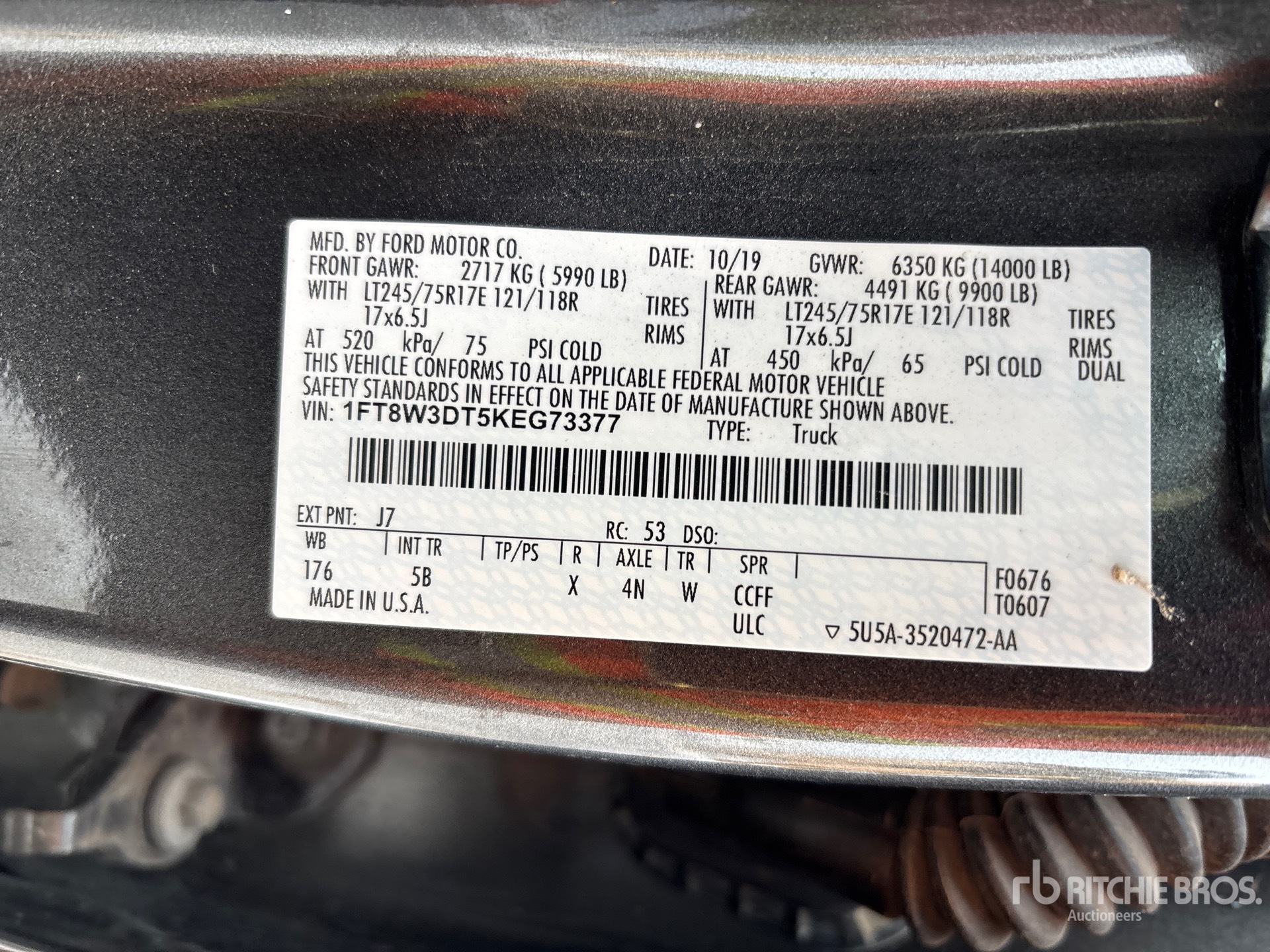 General Appearance with Serial Number / VIN