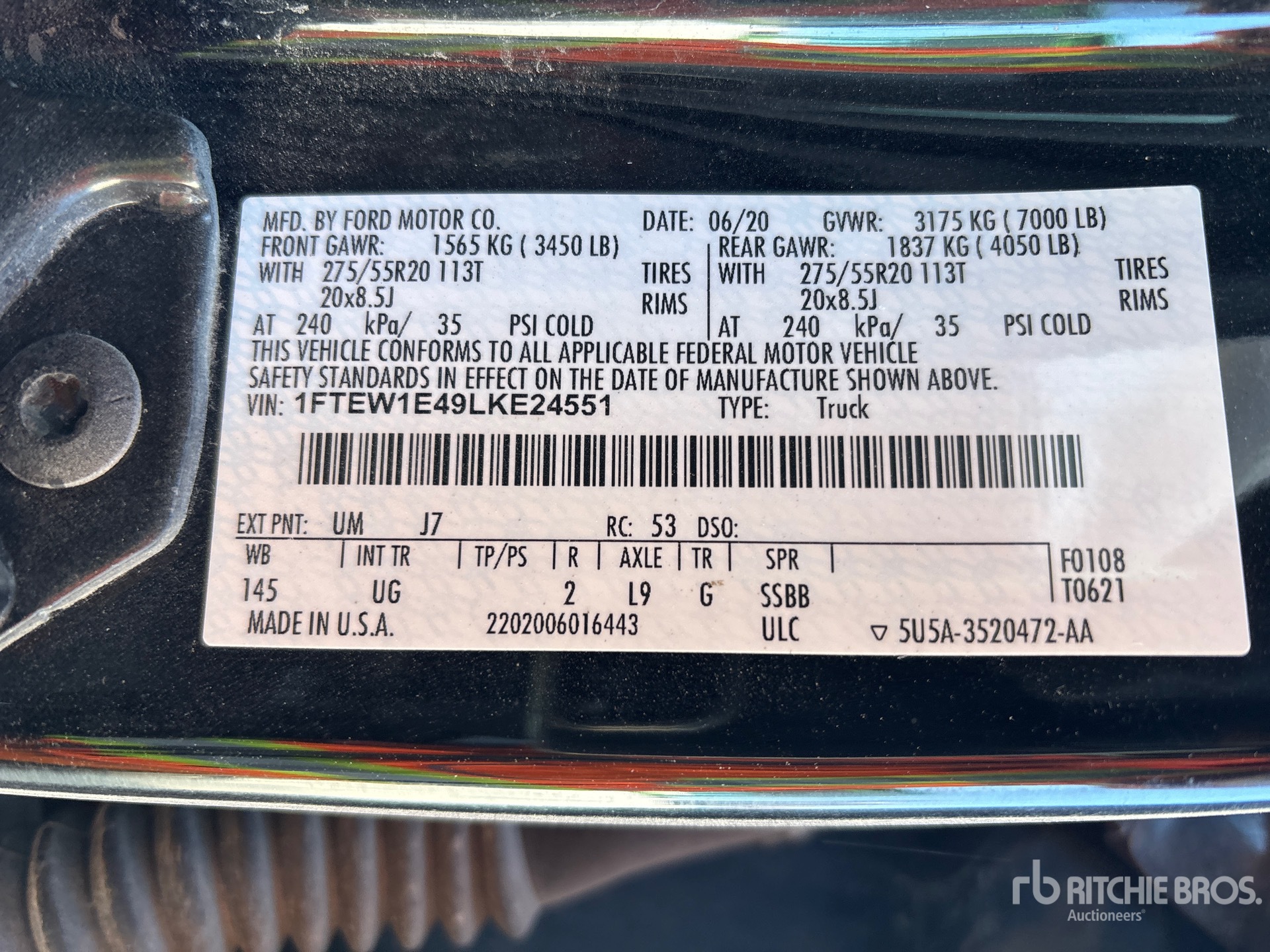 General Appearance with Serial Number / VIN