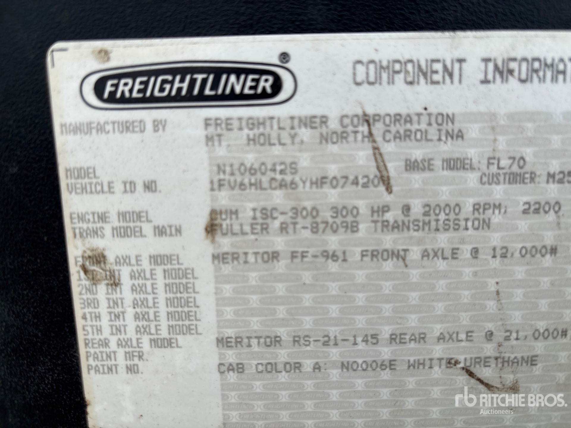 General Appearance with Serial Number / VIN