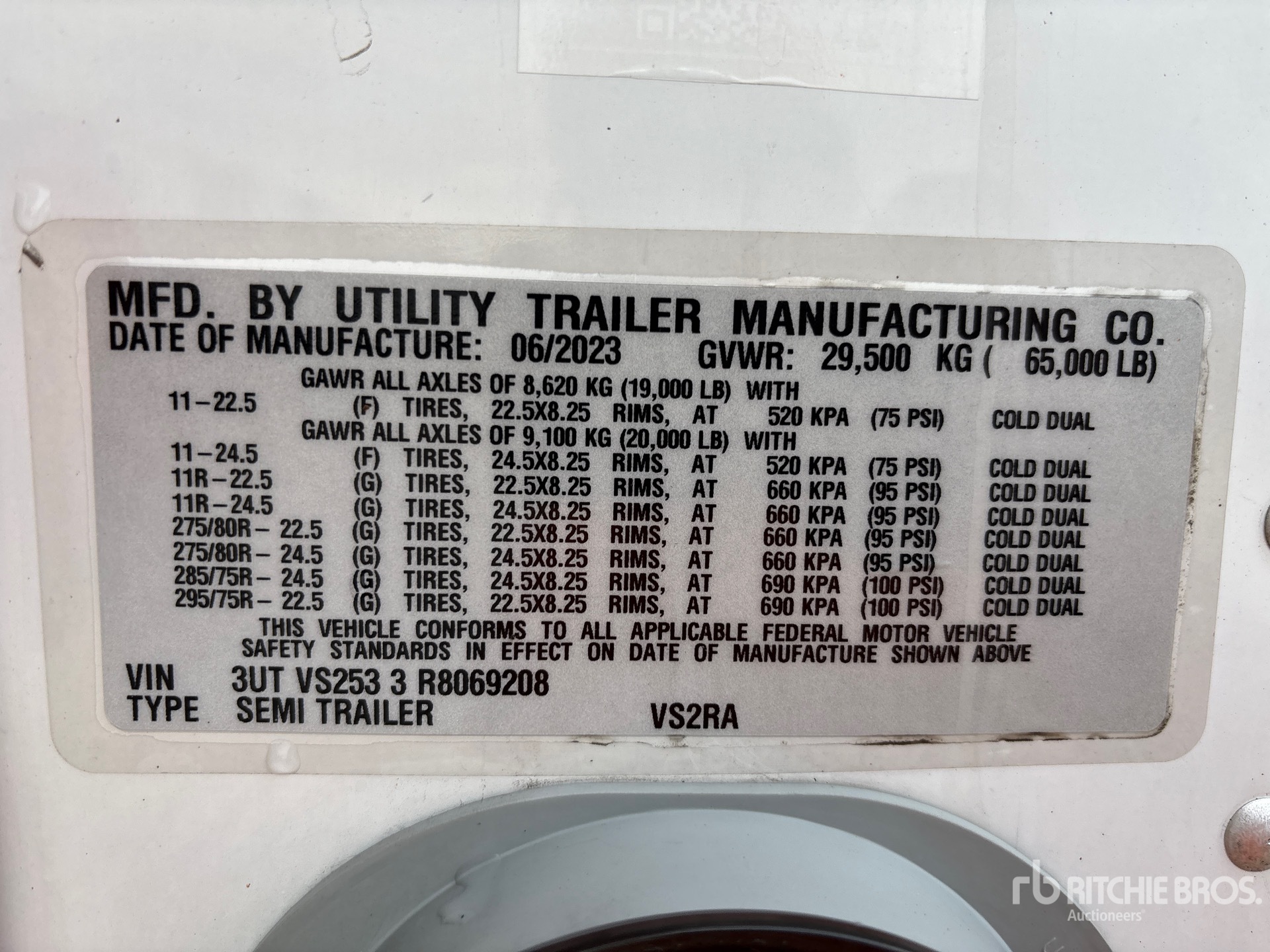General Appearance with Serial Number / VIN