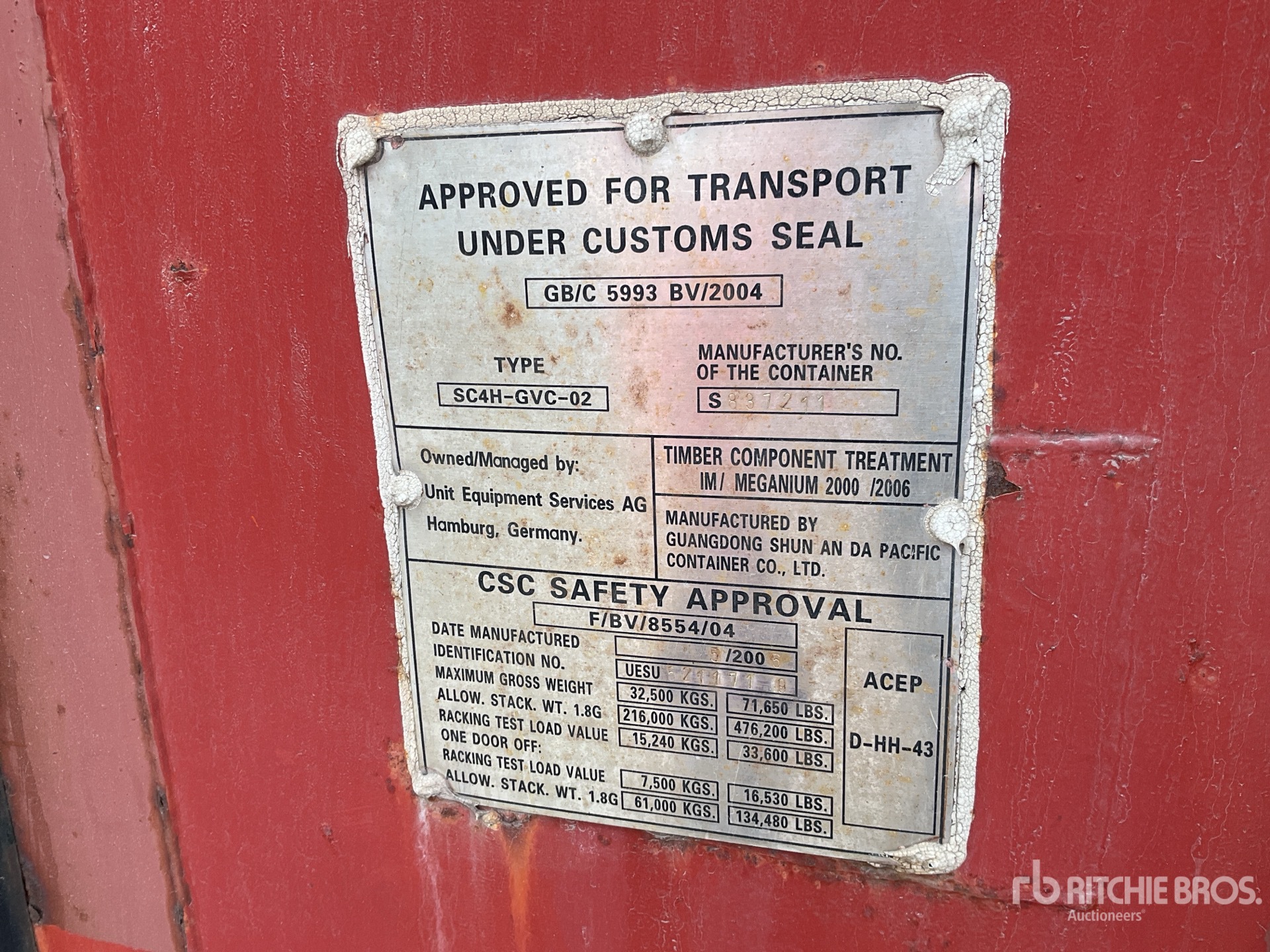 General Appearance with Serial Number / VIN