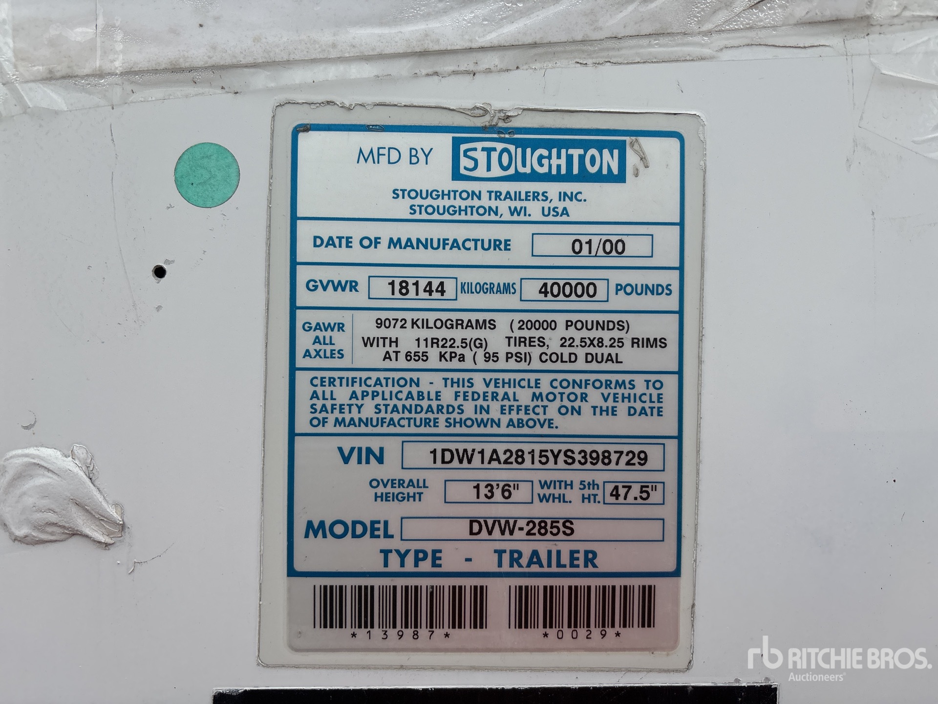 General Appearance with Serial Number / VIN