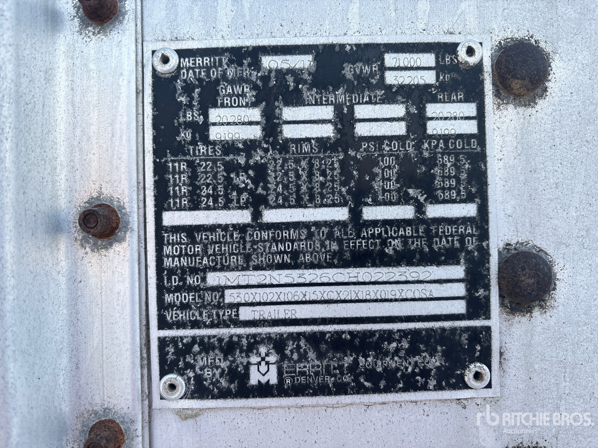 General Appearance with Serial Number / VIN