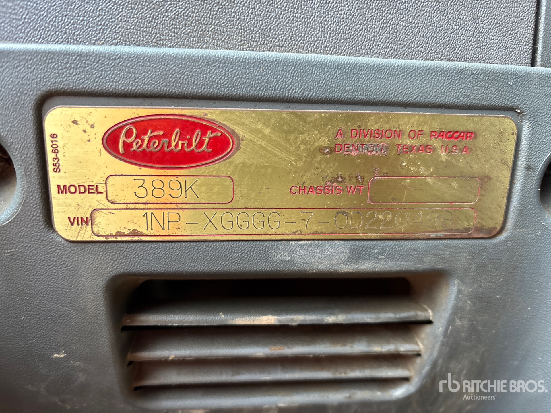 General Appearance with Serial Number / VIN