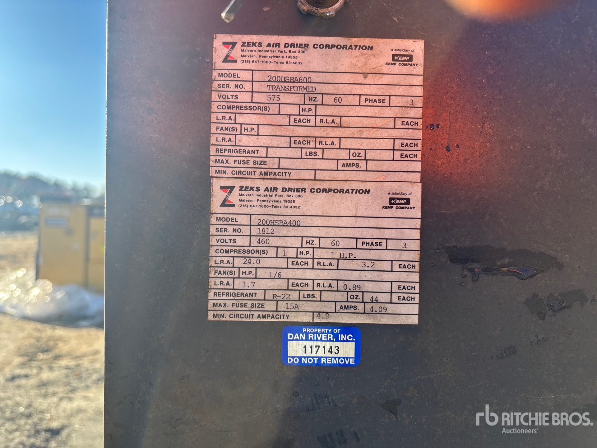 General Appearance with Serial Number / VIN