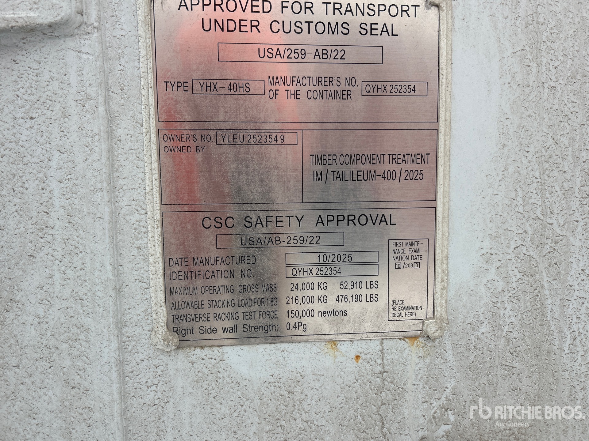 General Appearance with Serial Number / VIN