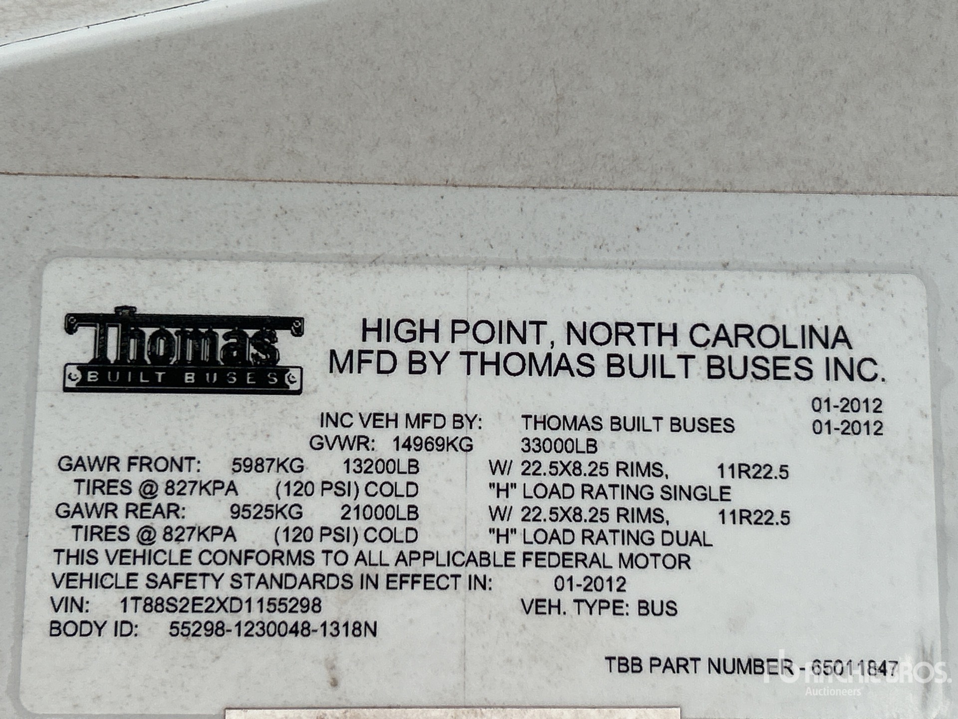 General Appearance with Serial Number / VIN