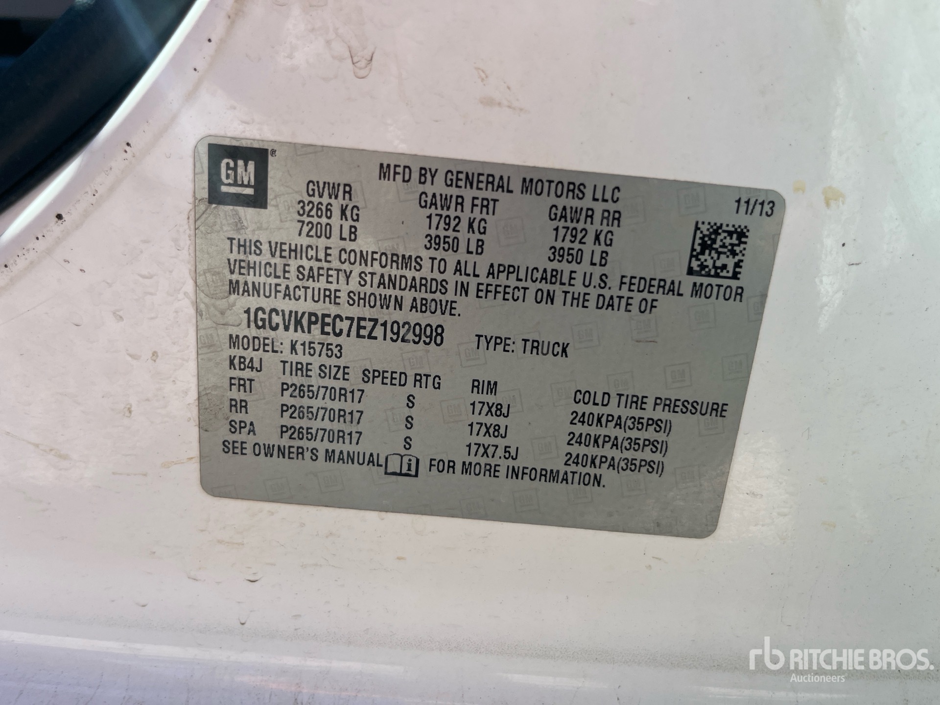 General Appearance with Serial Number / VIN