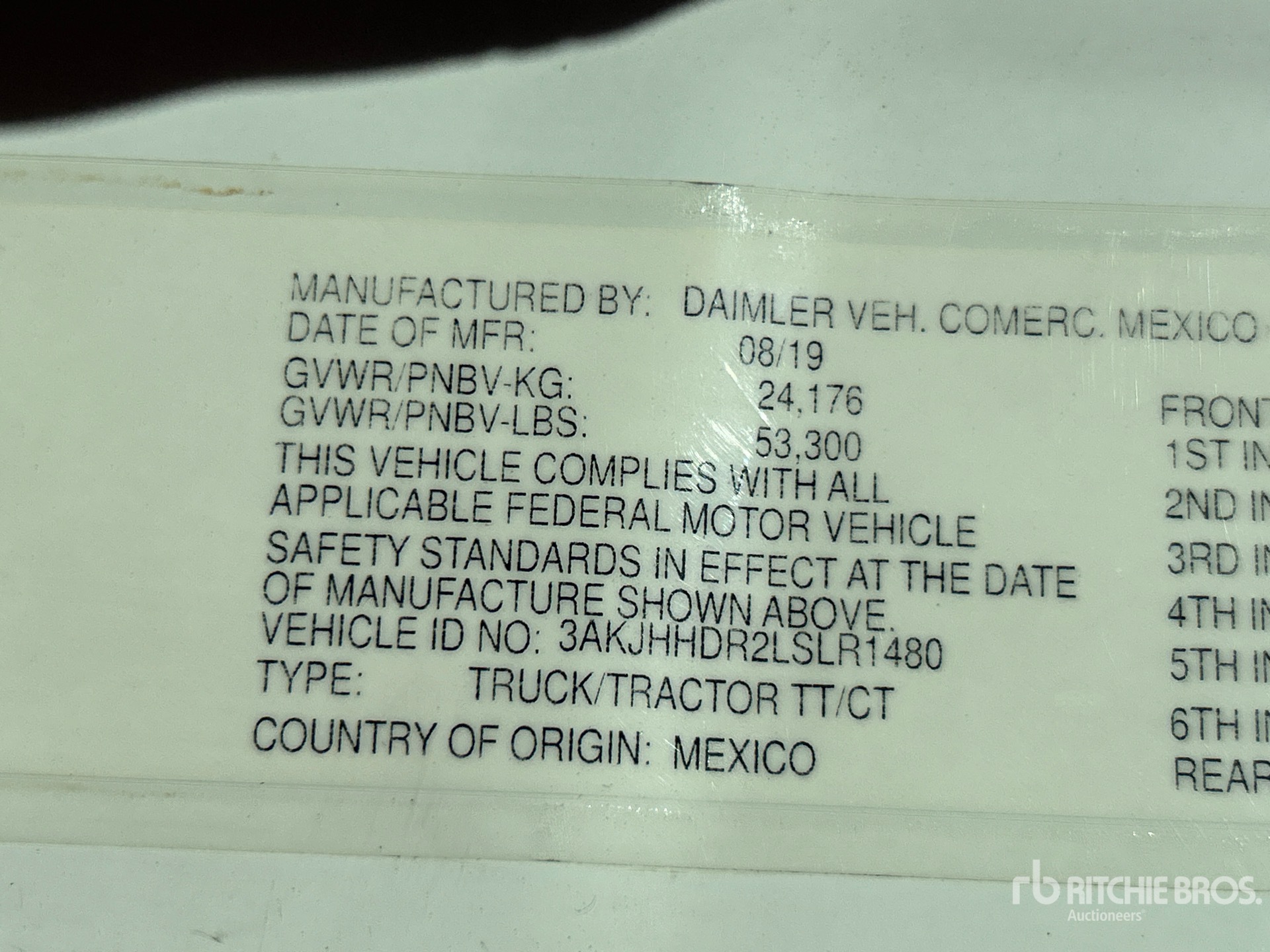 General Appearance with Serial Number / VIN