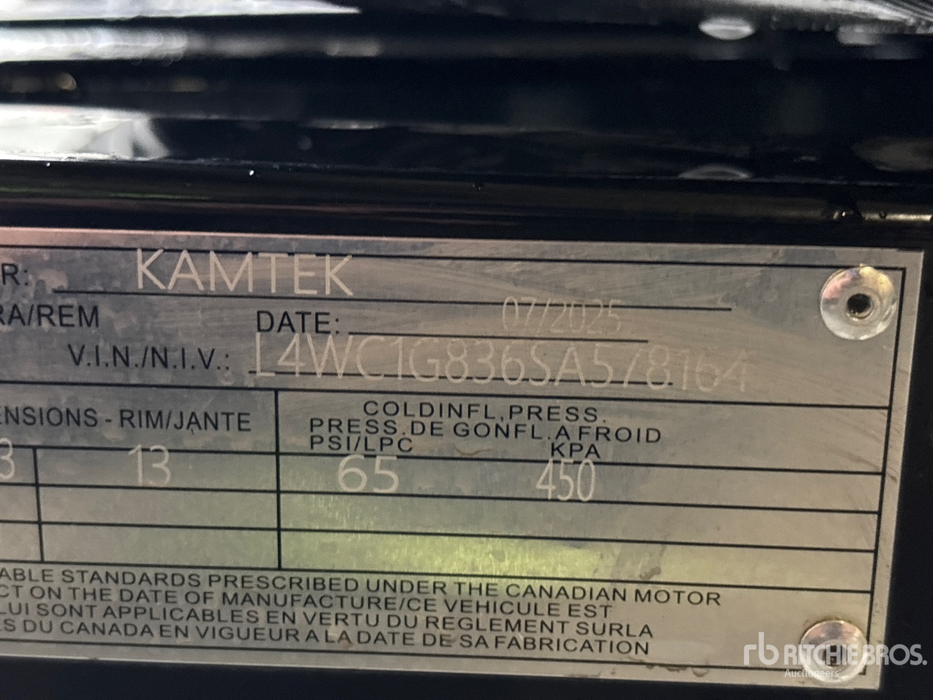 General Appearance with Serial Number / VIN