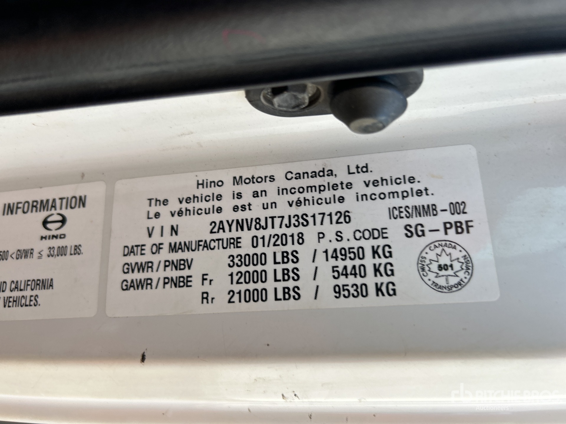 General Appearance with Serial Number / VIN