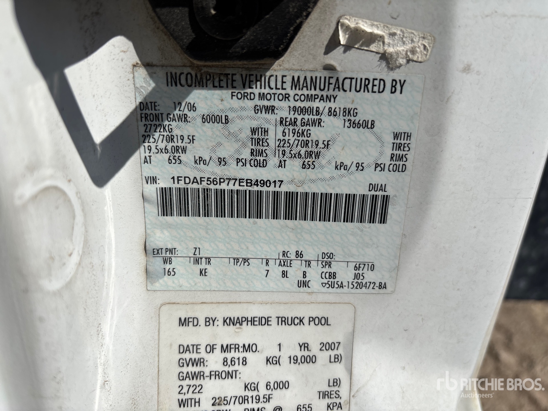 General Appearance with Serial Number / VIN