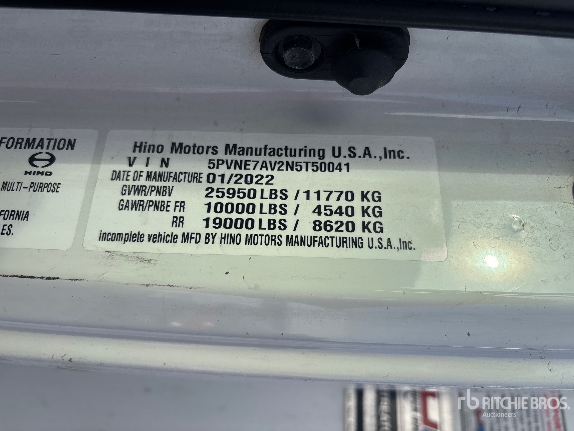 General Appearance with Serial Number / VIN