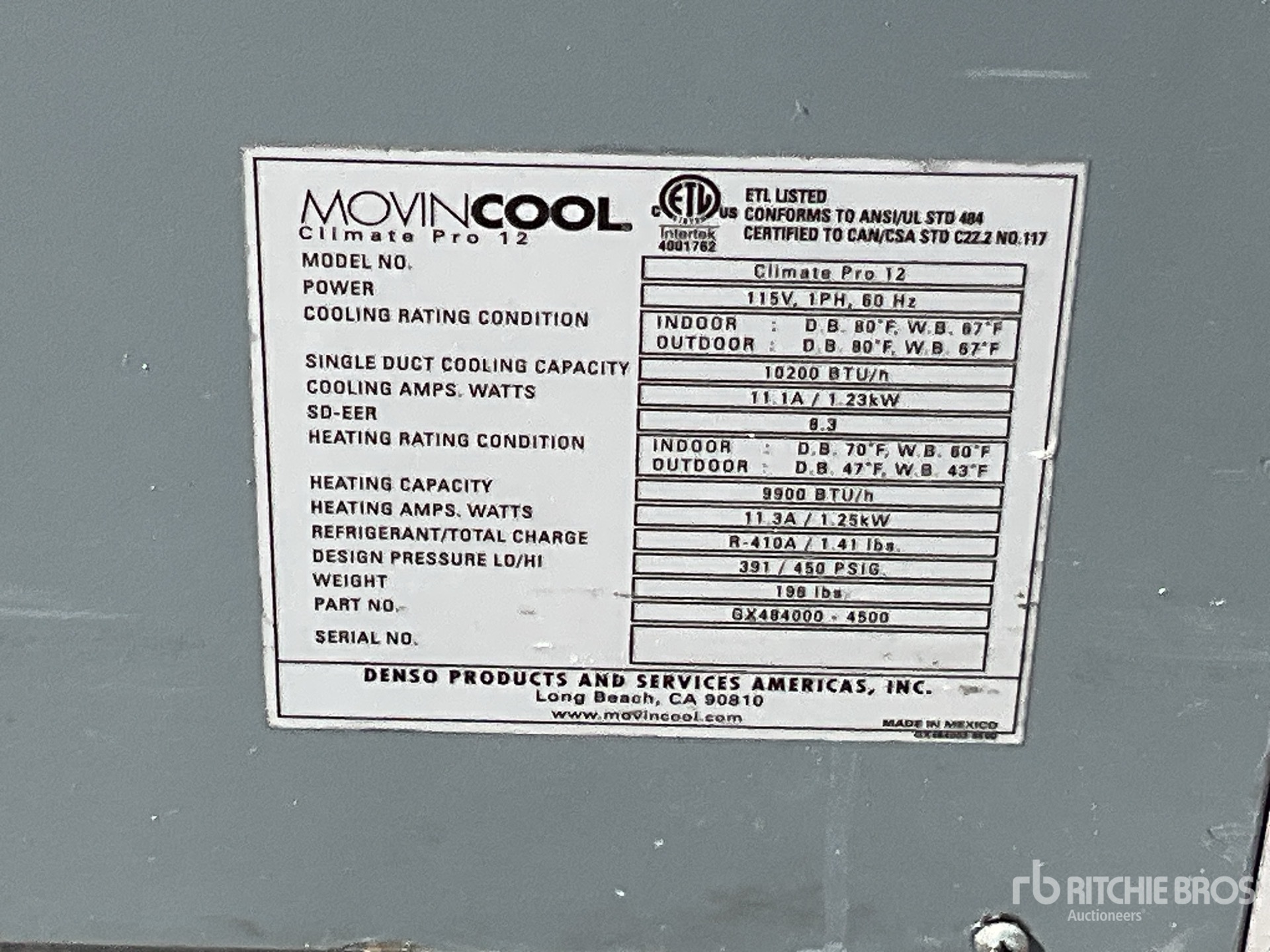 General Appearance with Serial Number / VIN