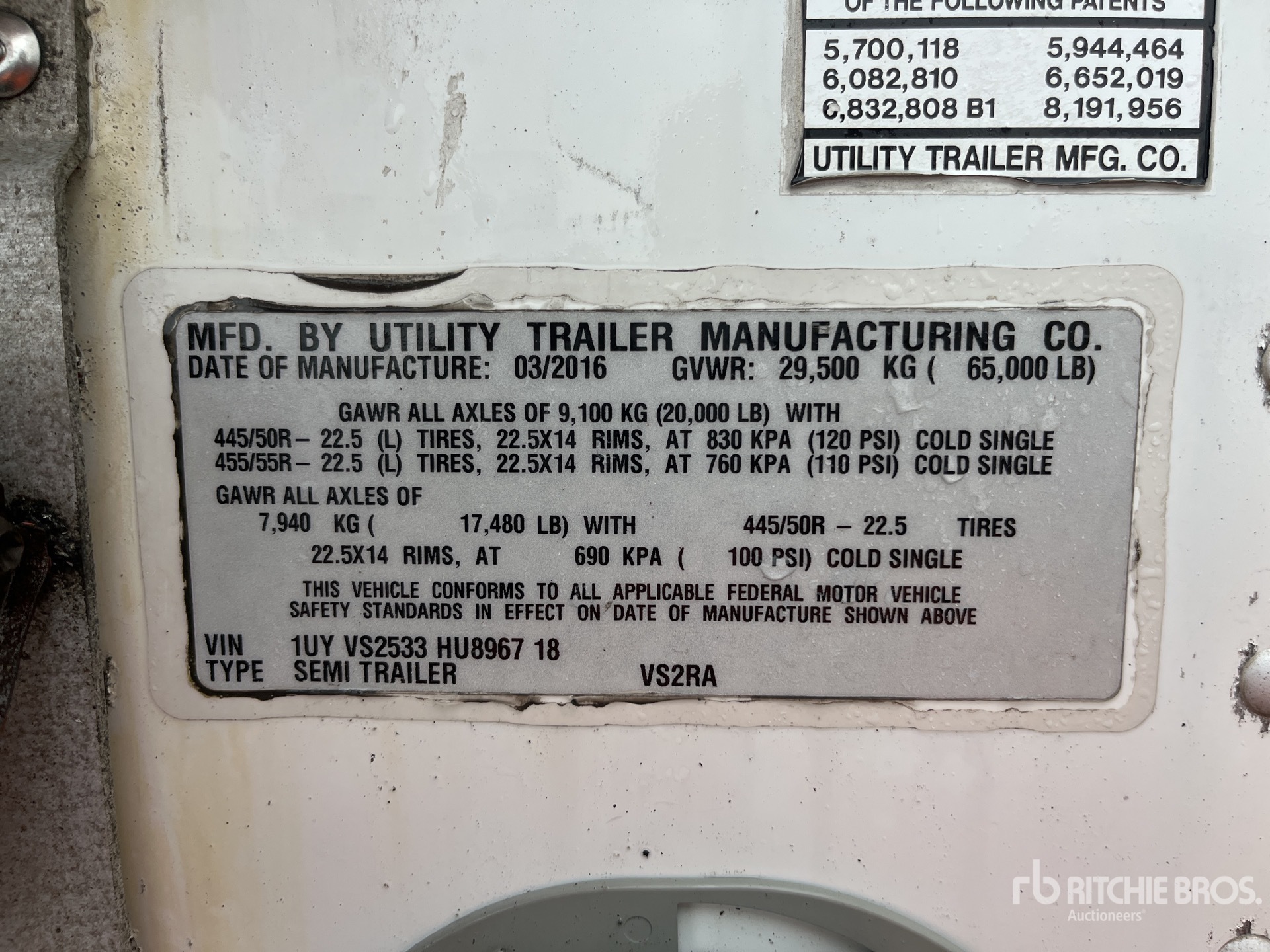 General Appearance with Serial Number / VIN