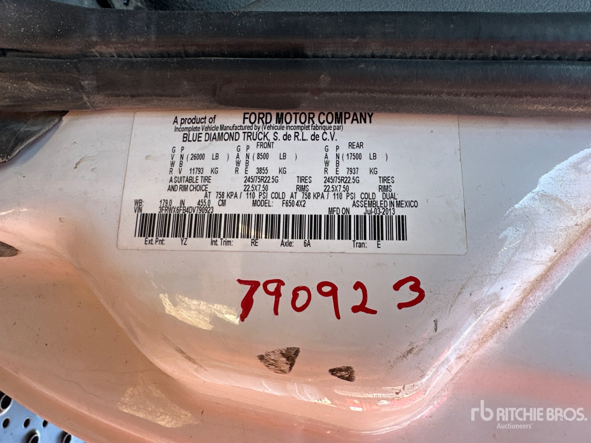 General Appearance with Serial Number / VIN