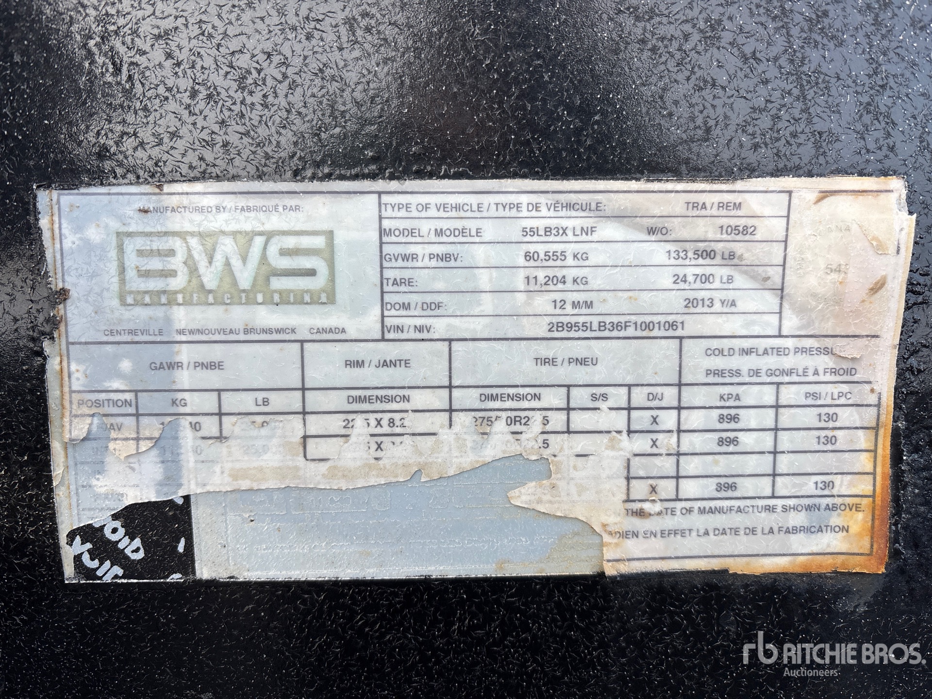 General Appearance with Serial Number / VIN