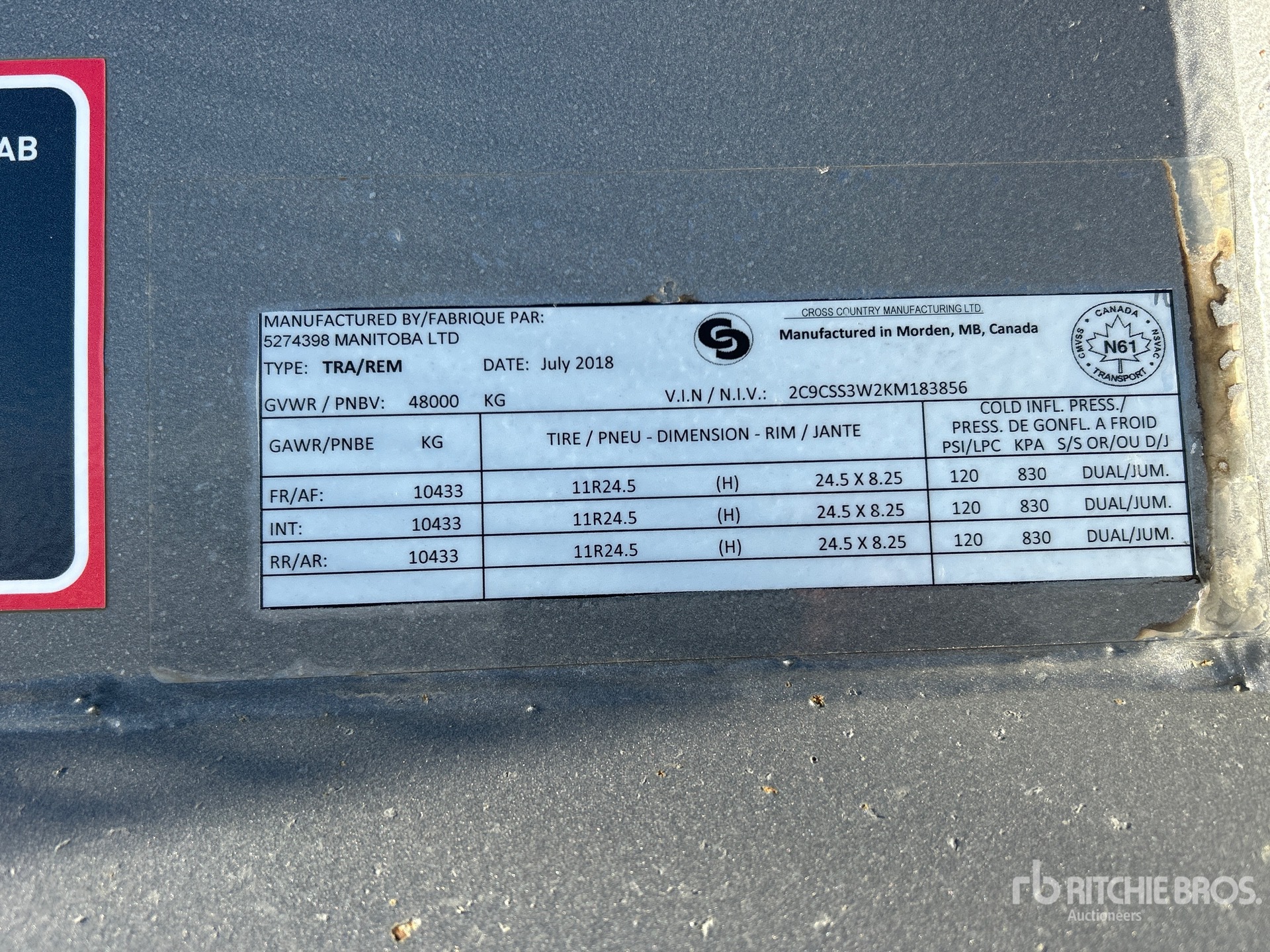 General Appearance with Serial Number / VIN