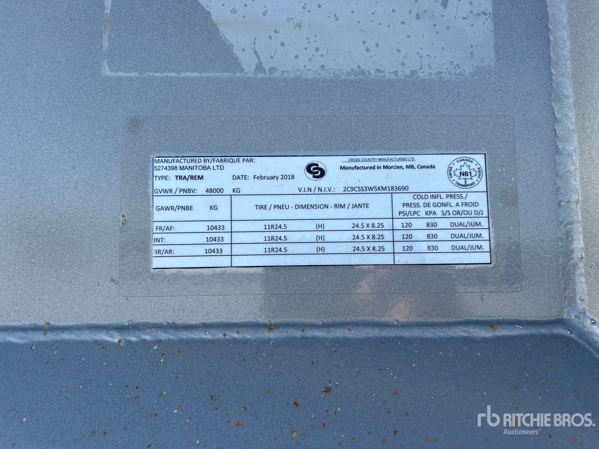 General Appearance with Serial Number / VIN