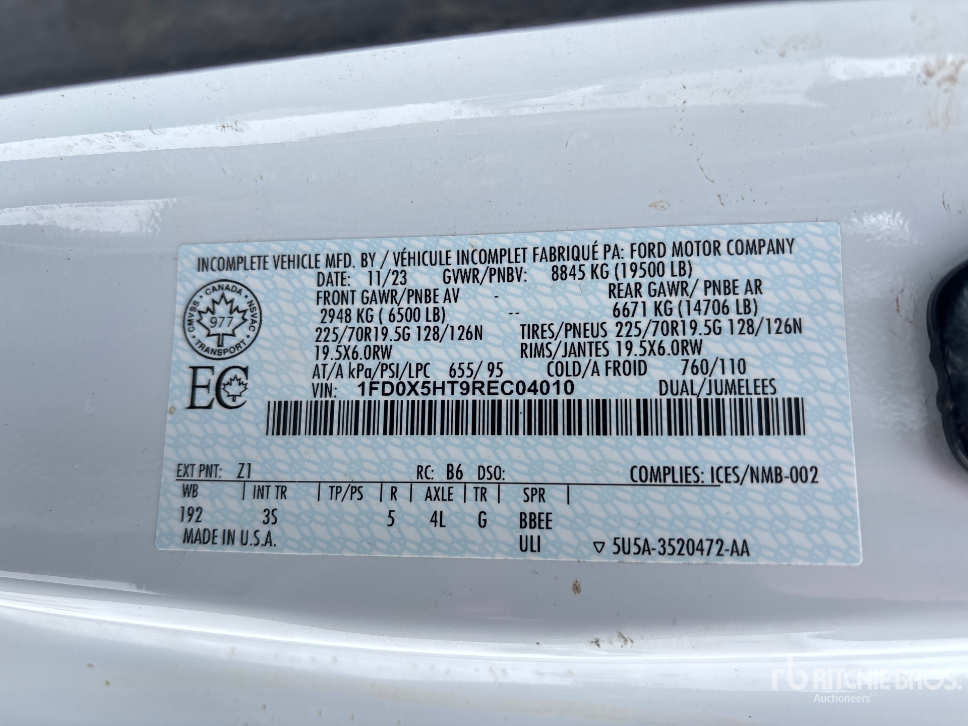 General Appearance with N.º de serie/VIN