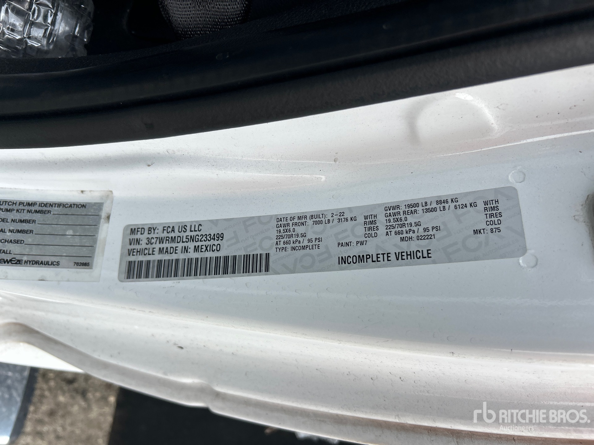 General Appearance with Serial Number / VIN