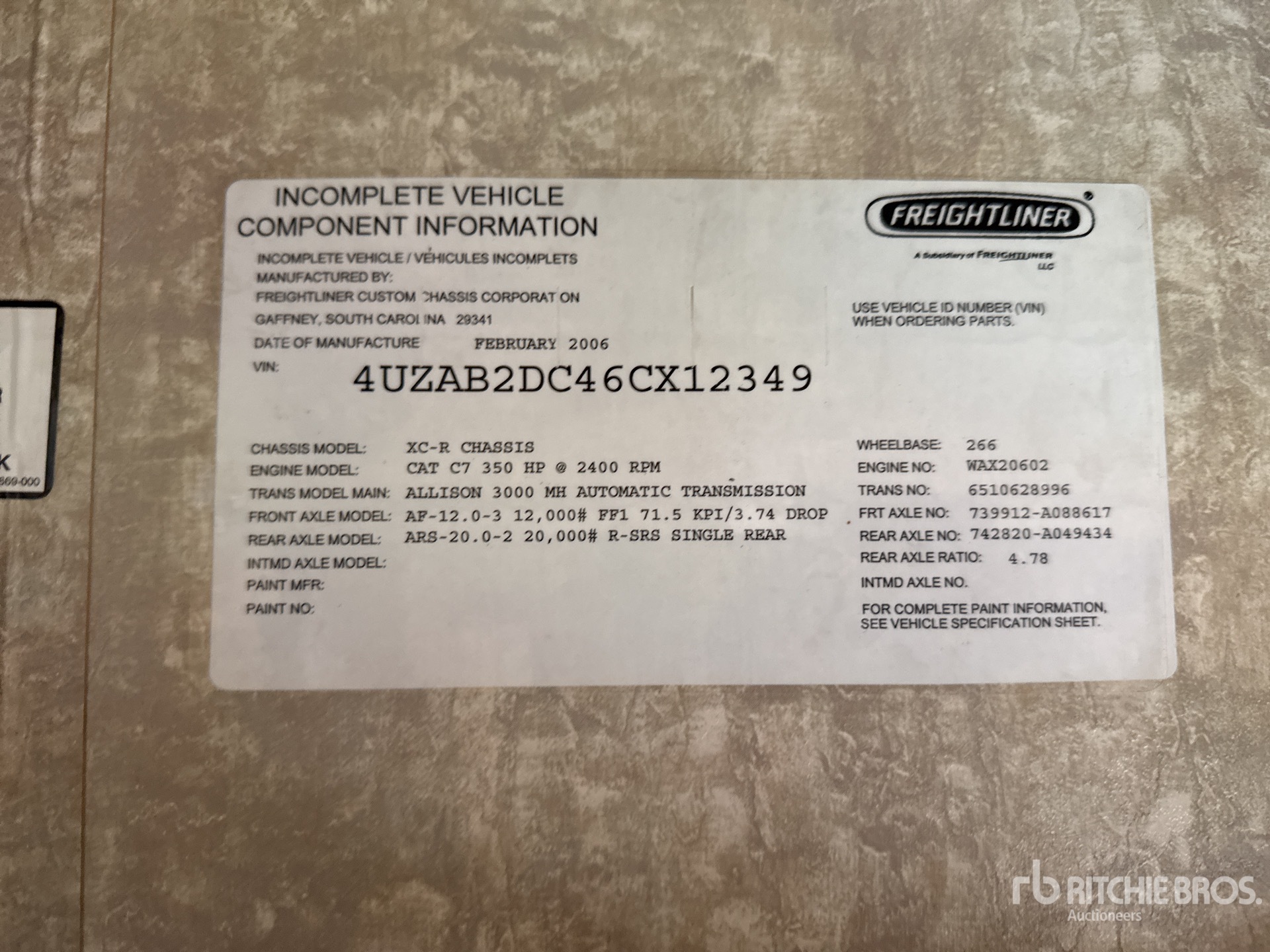 General Appearance with Serial Number / VIN