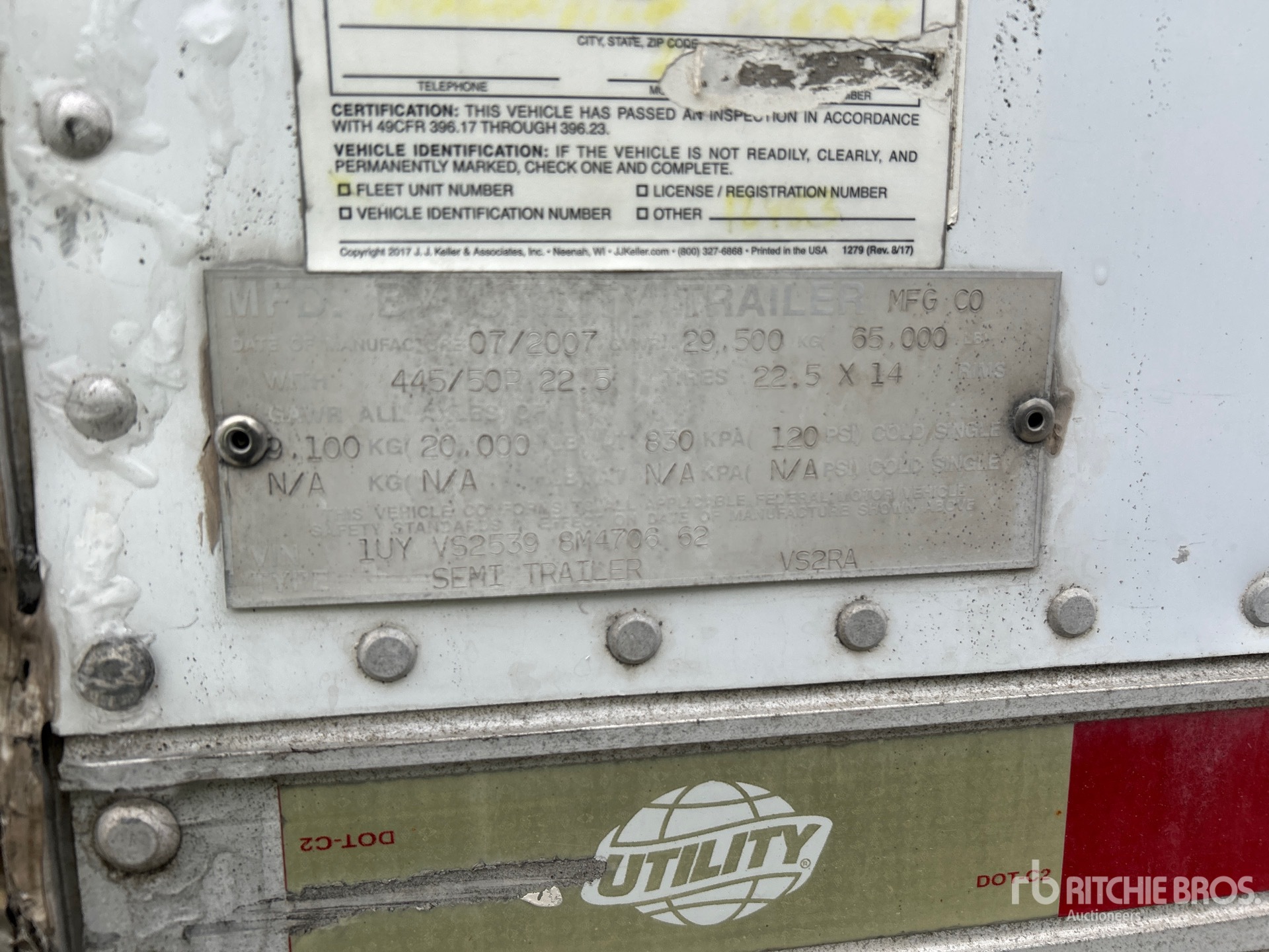 General Appearance with Serial Number / VIN