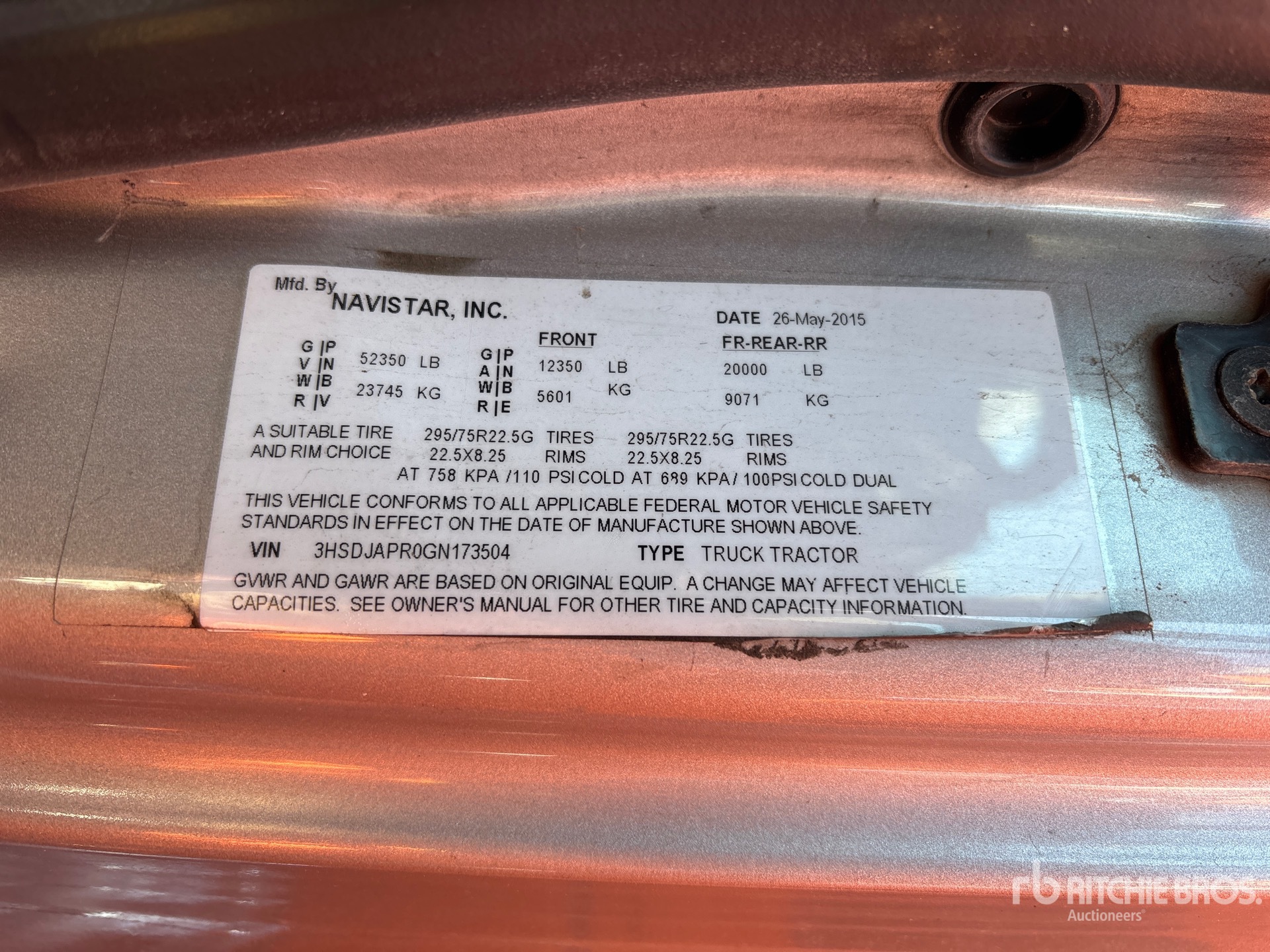 General Appearance with Serial Number / VIN