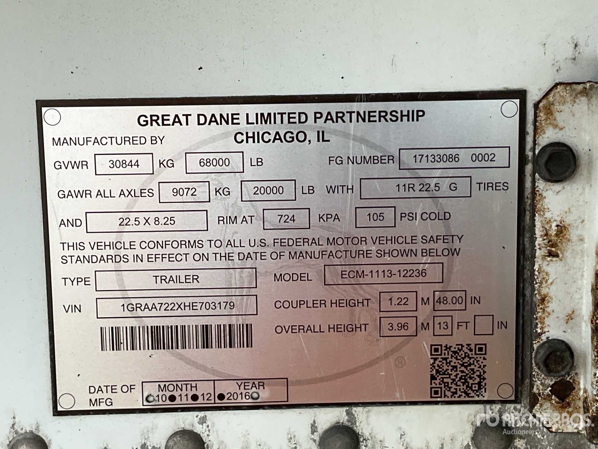 General Appearance with Serial Number / VIN