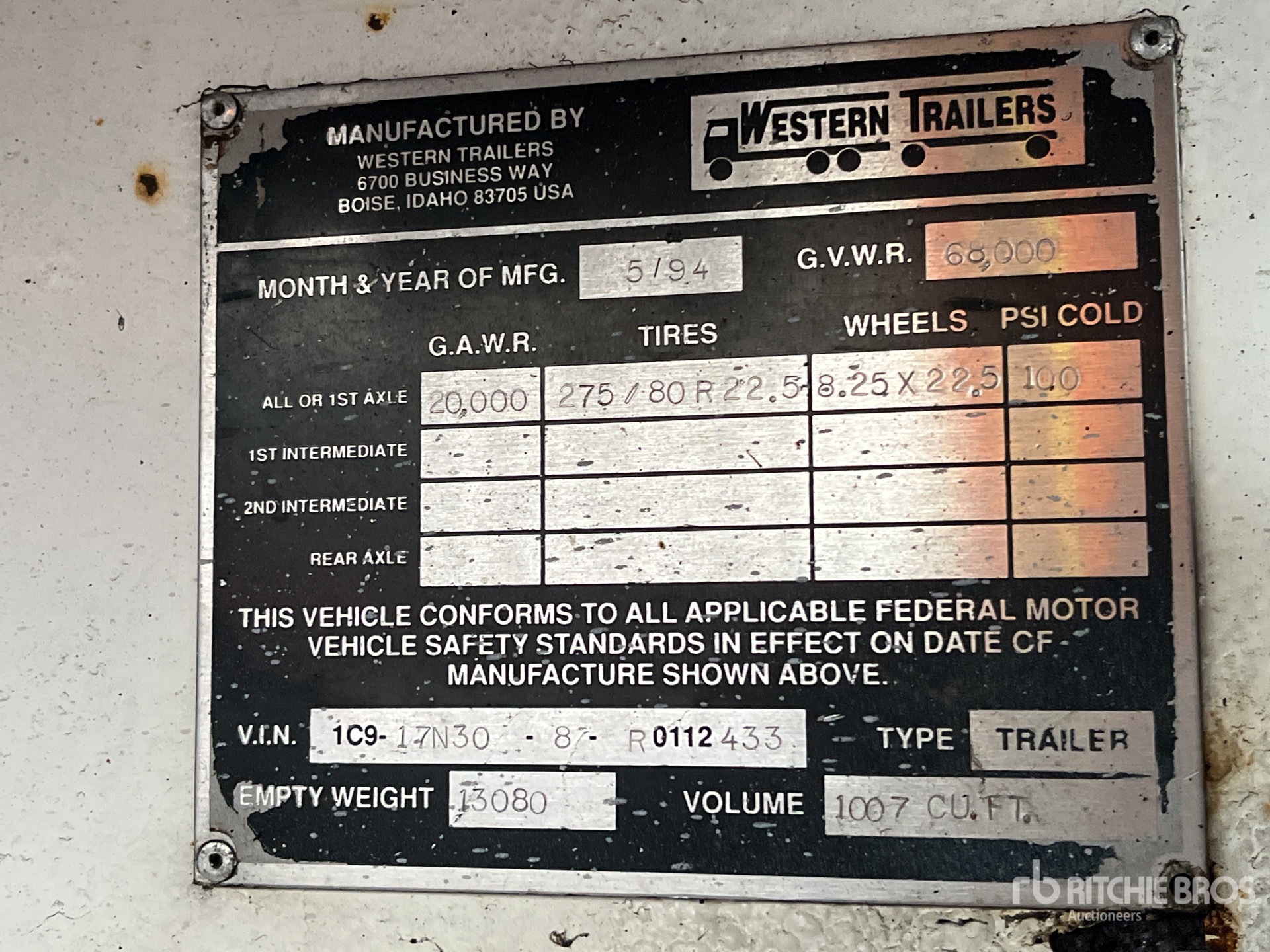 General Appearance with Serial Number / VIN