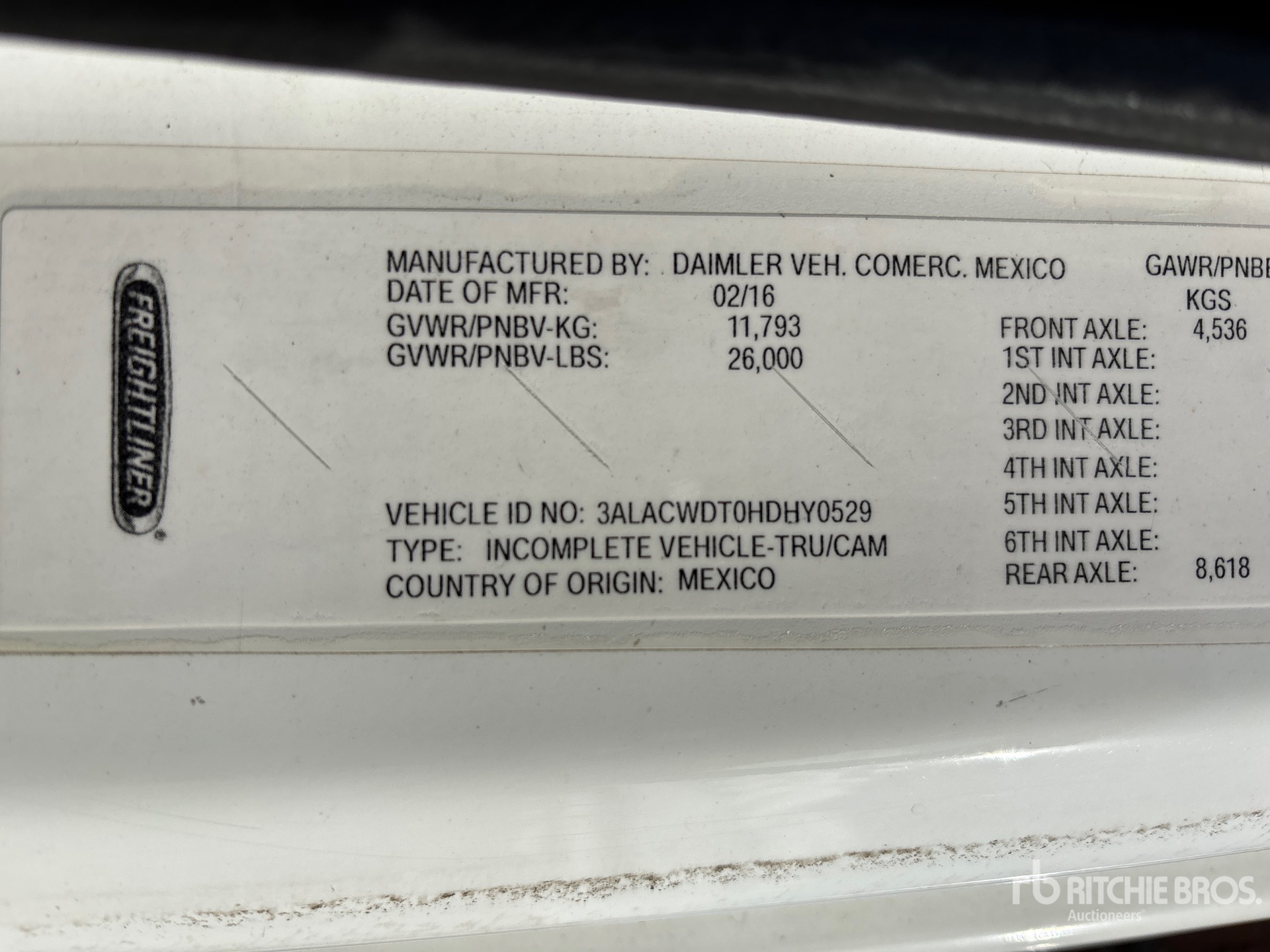 General Appearance with Serial Number / VIN